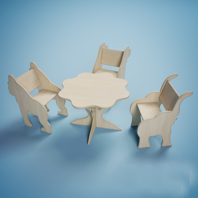 单体模型国外模型儿童家具儿童桌椅