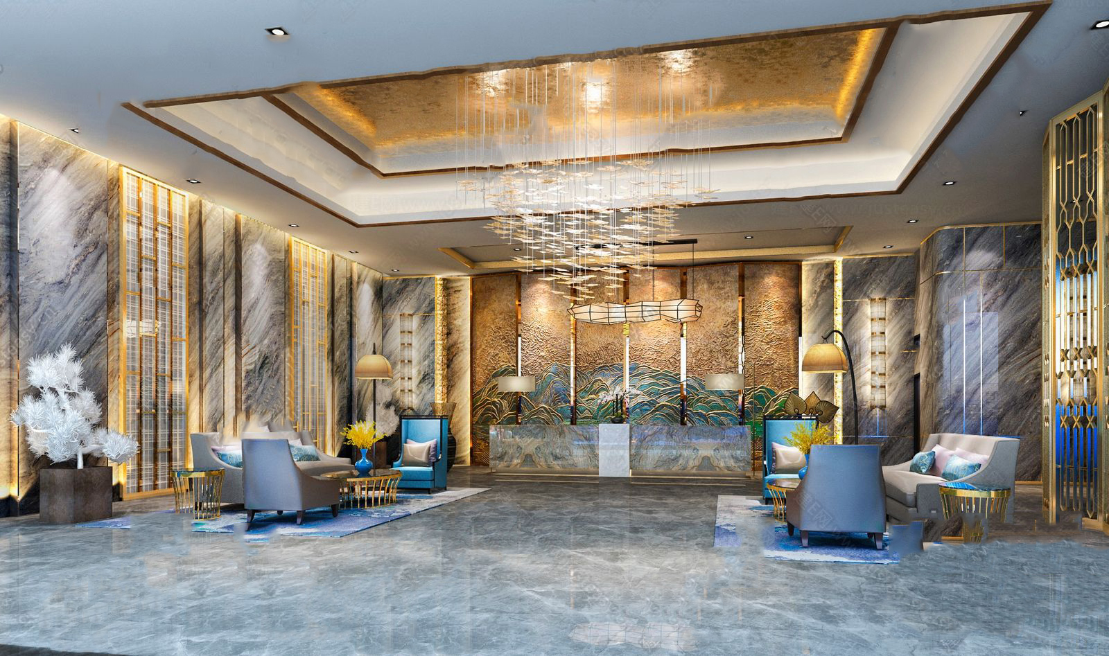 【名师联】新中式酒店大厅前厅接待142200