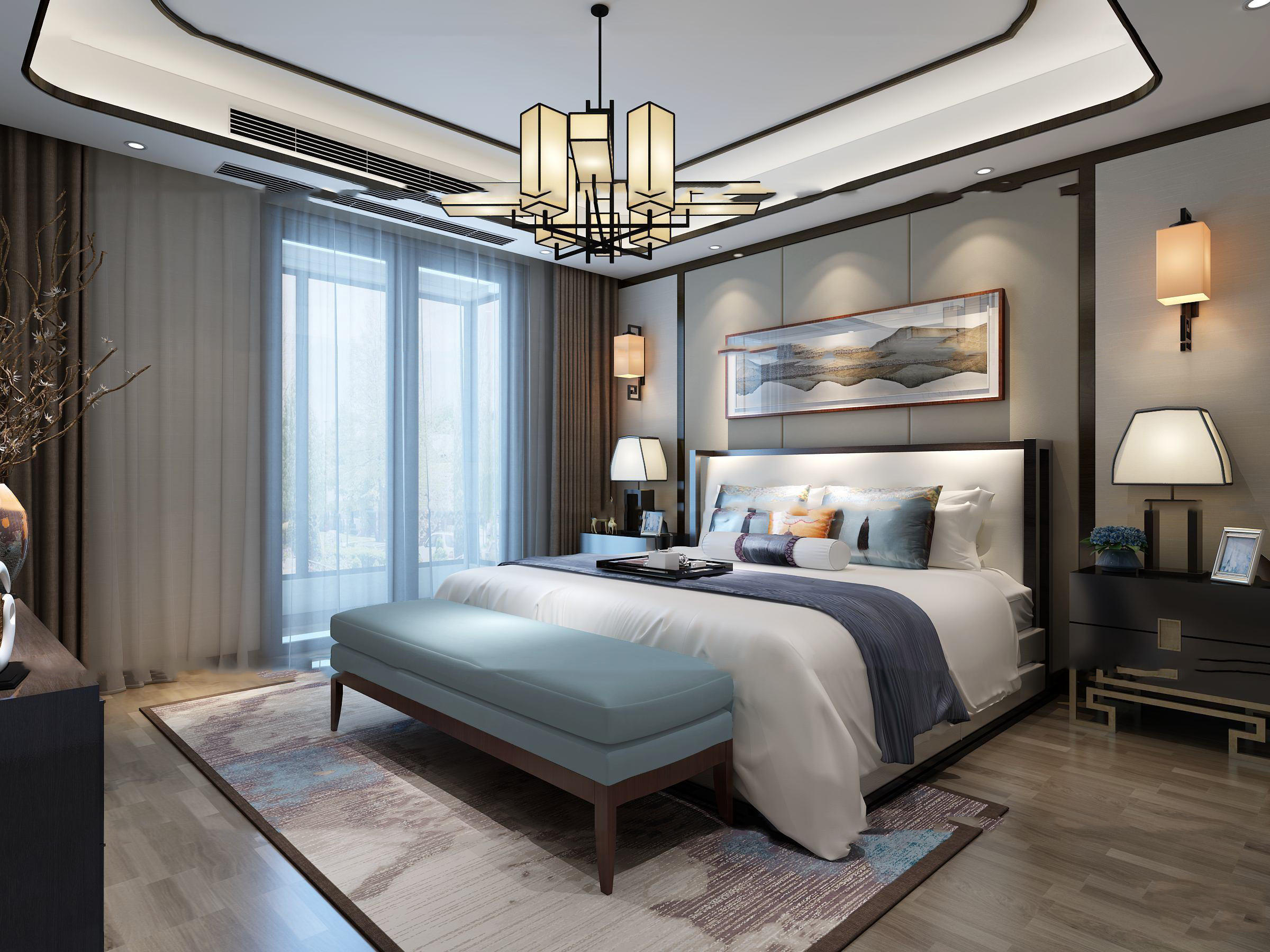 【名师联】新中式卧室主人房141114