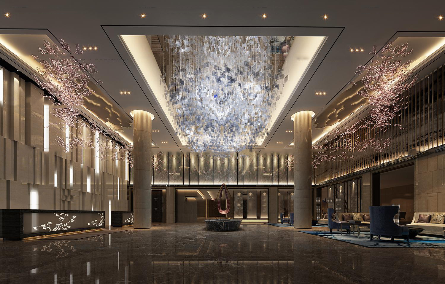 设计氛围 轻奢主义 清新明亮 原木风 场景模型 酒店 & 民宿 大堂