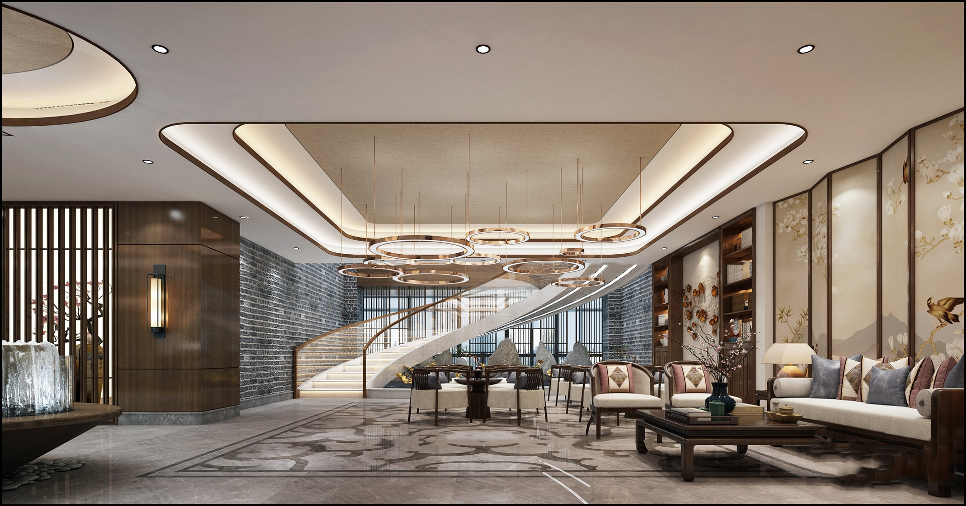 新中式风格 设计氛围 极简主义 东方美学 场景模型 酒店 & 民宿 大堂