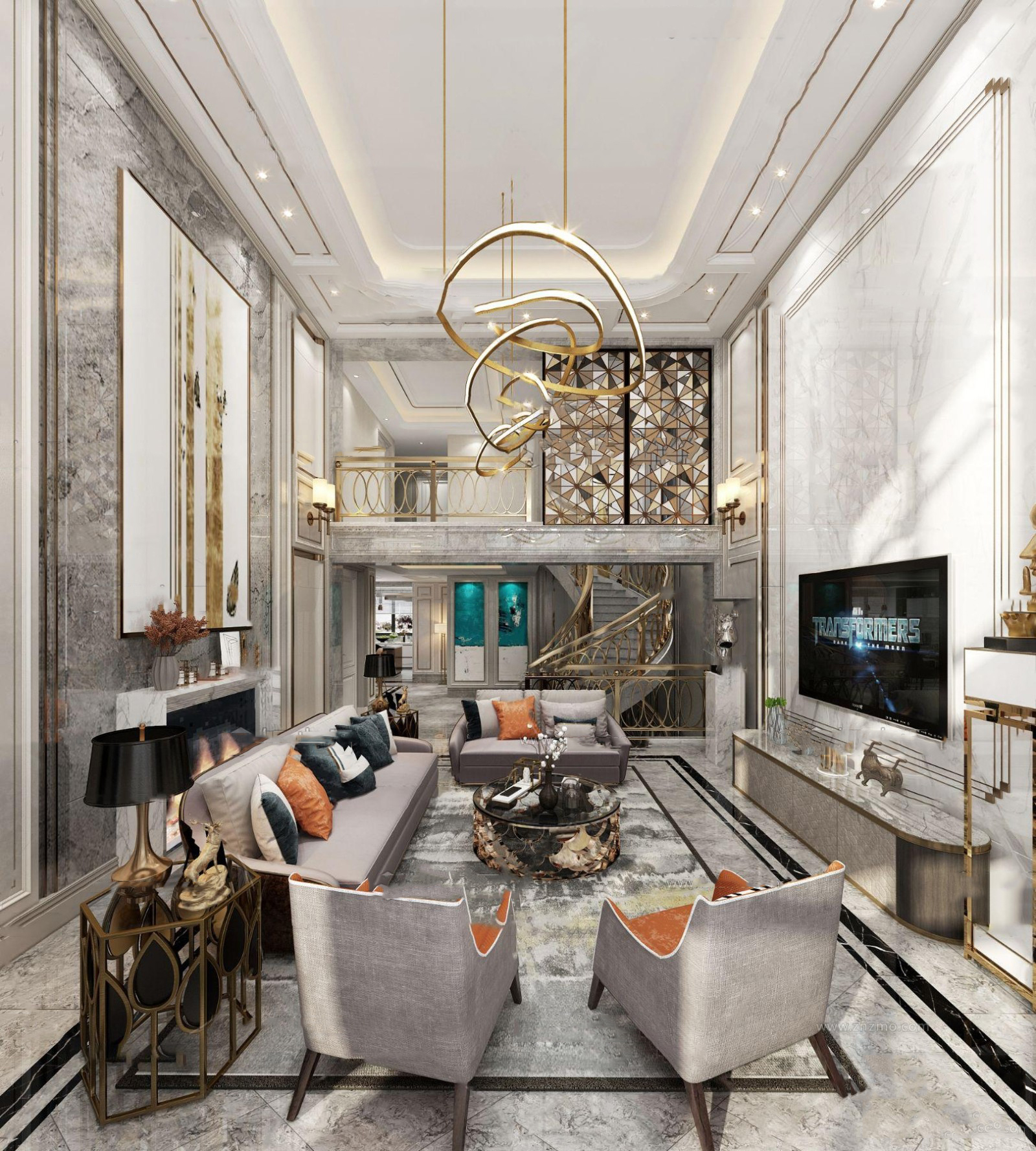 现代风格 设计氛围 低调奢华 场景模型 家装&样板间&别墅&公寓 客厅