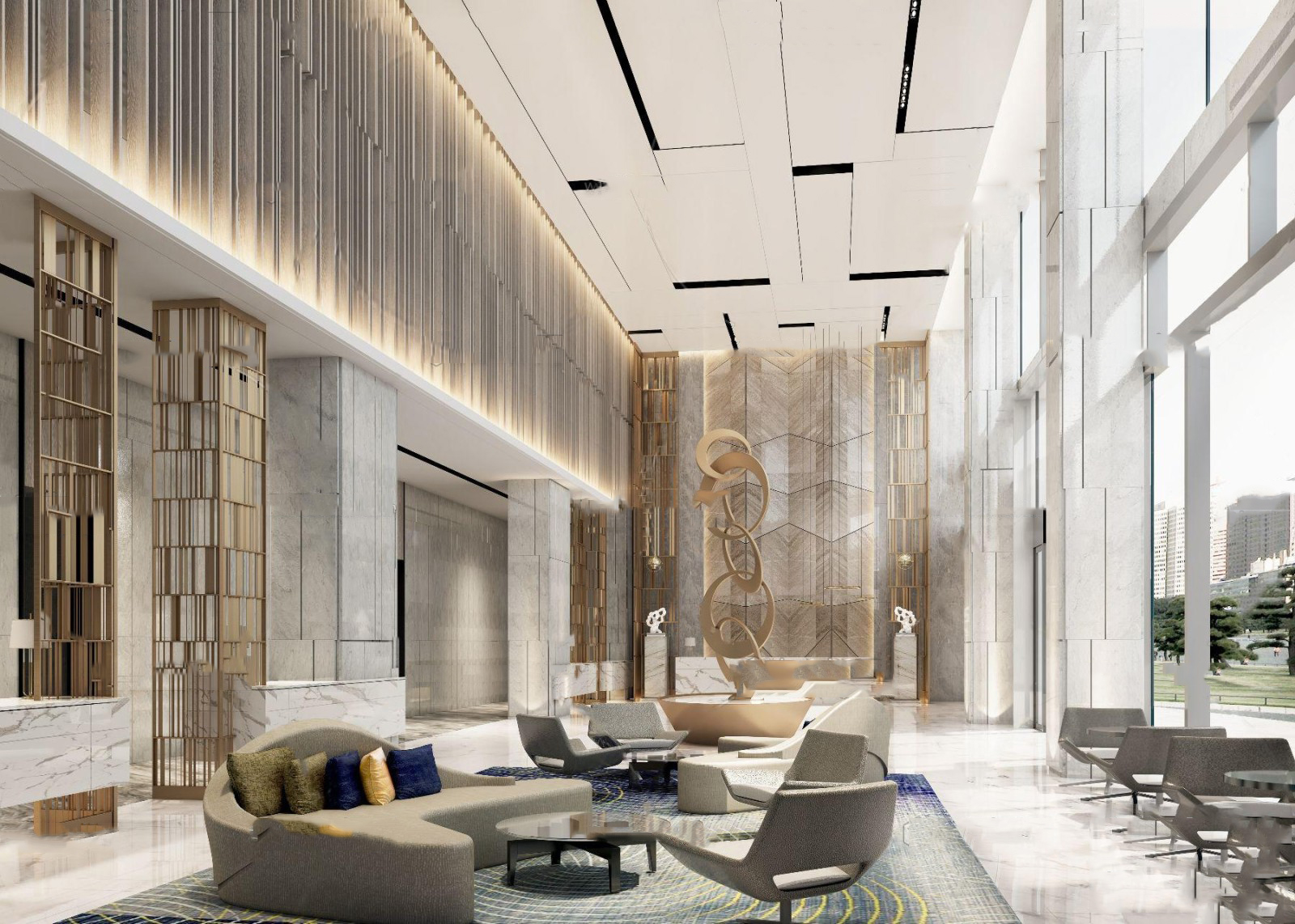 【名师联】现代轻奢酒店大堂145496