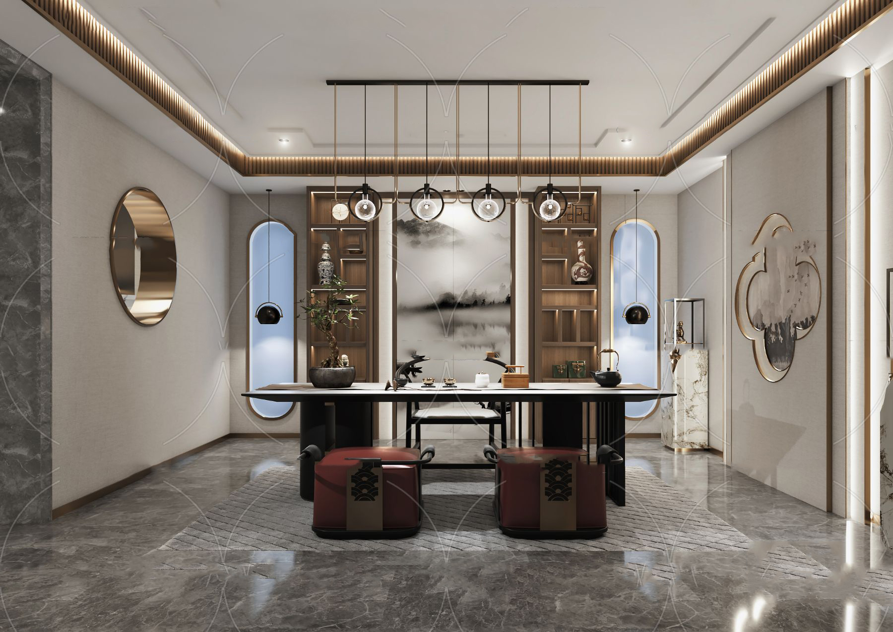 【名师联】新中式轻奢茶室149012