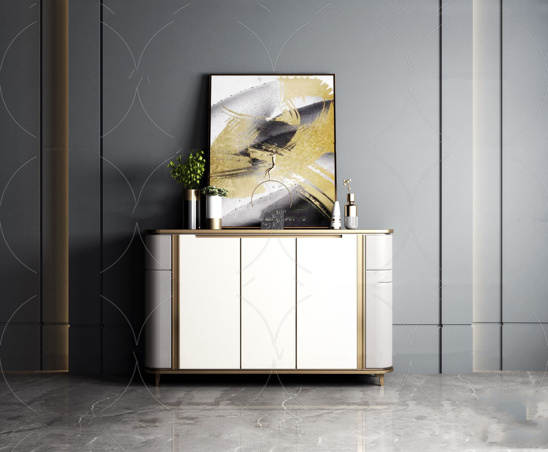 【名师联】现代轻奢玄关端景柜153100