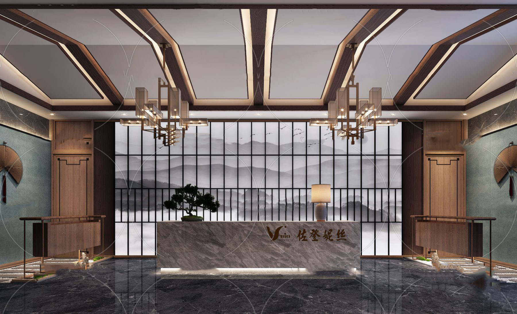 【名师联】新中式spa美容院前台152087