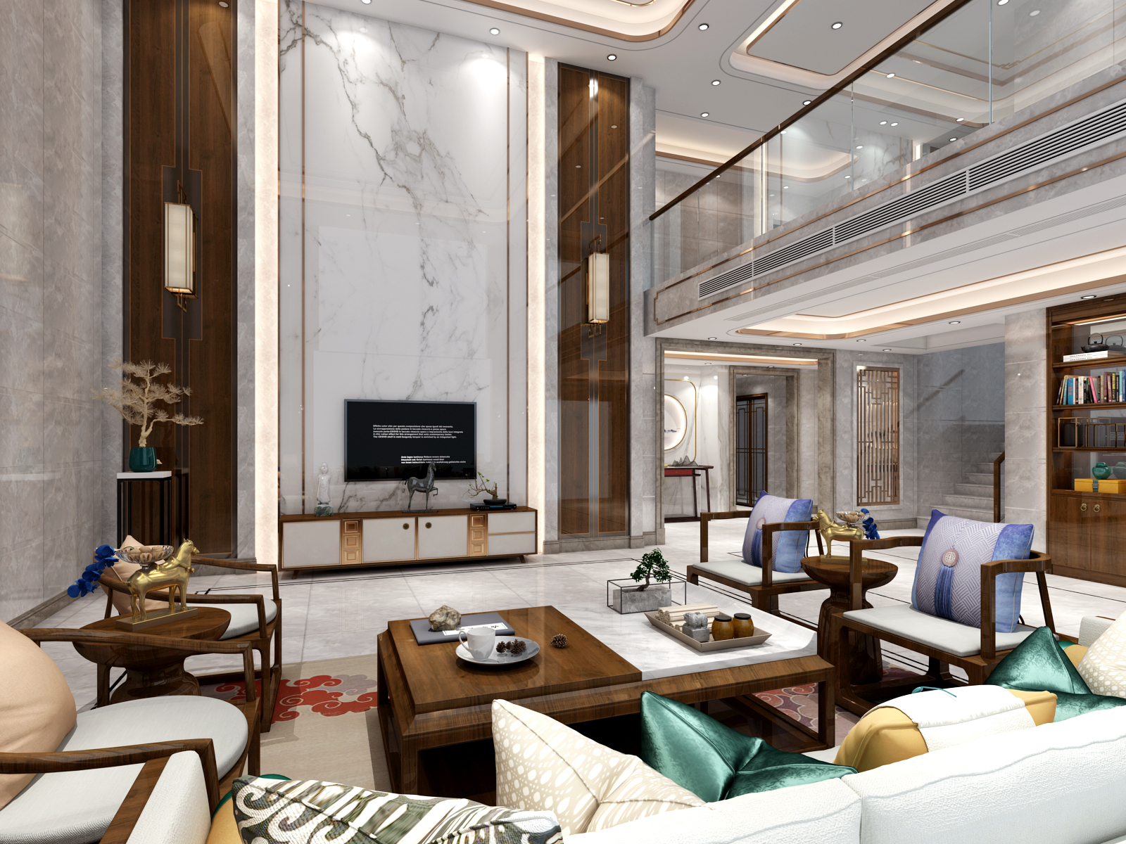 【名师联】新中式挑空客厅161738