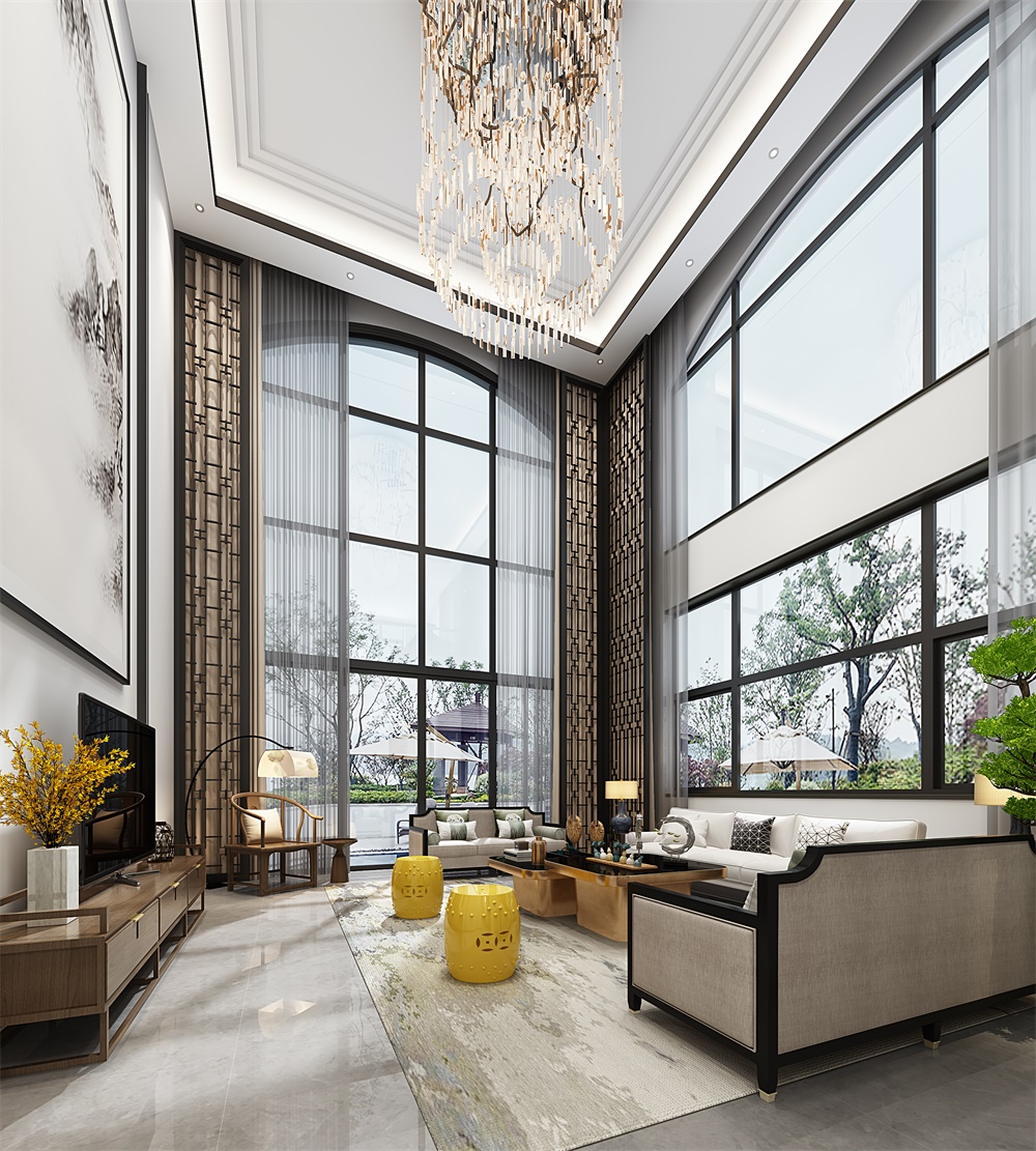 【名师联】新中式挑空别墅客厅161739