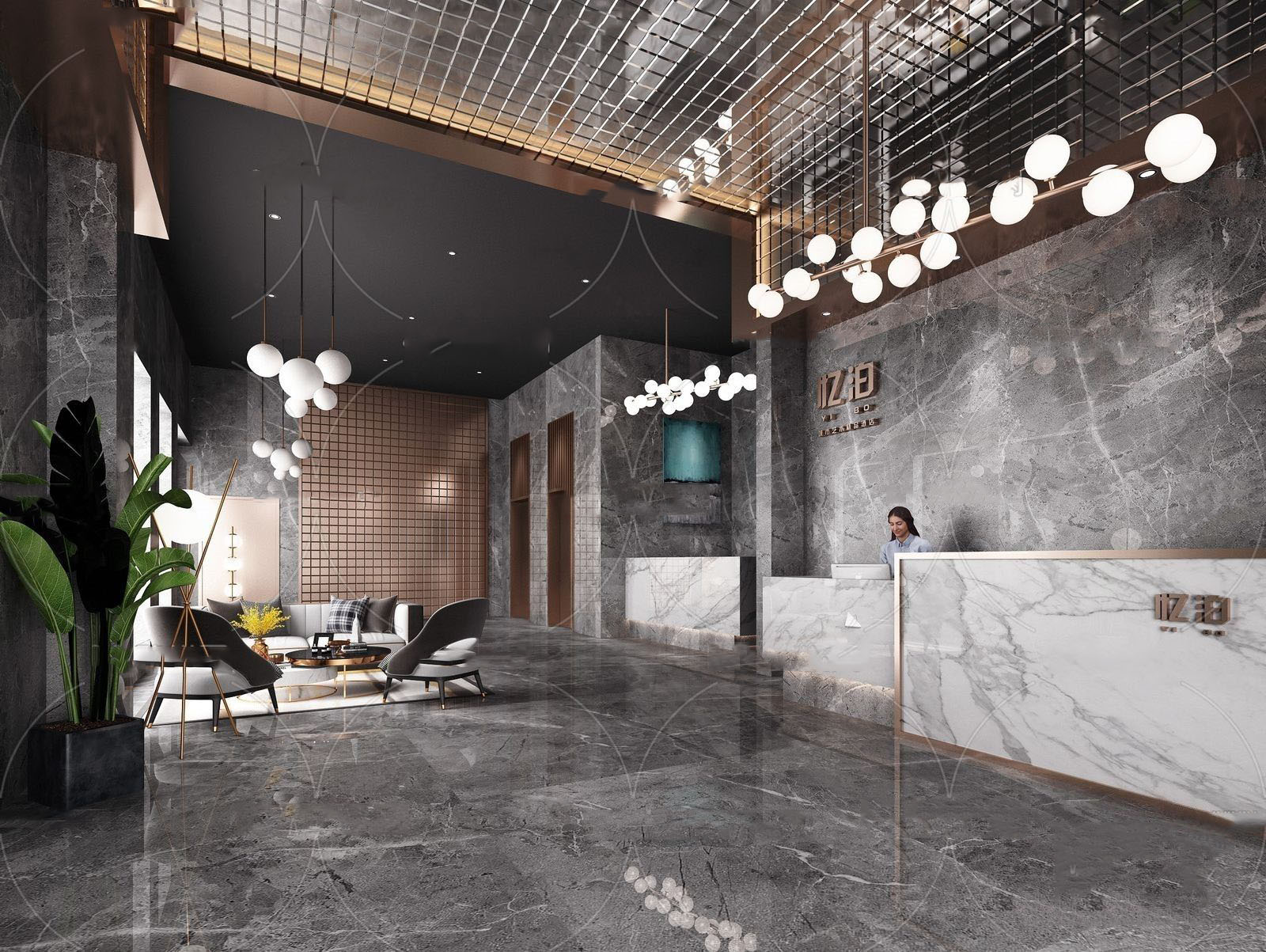 【名师联】工业风酒店大堂165375