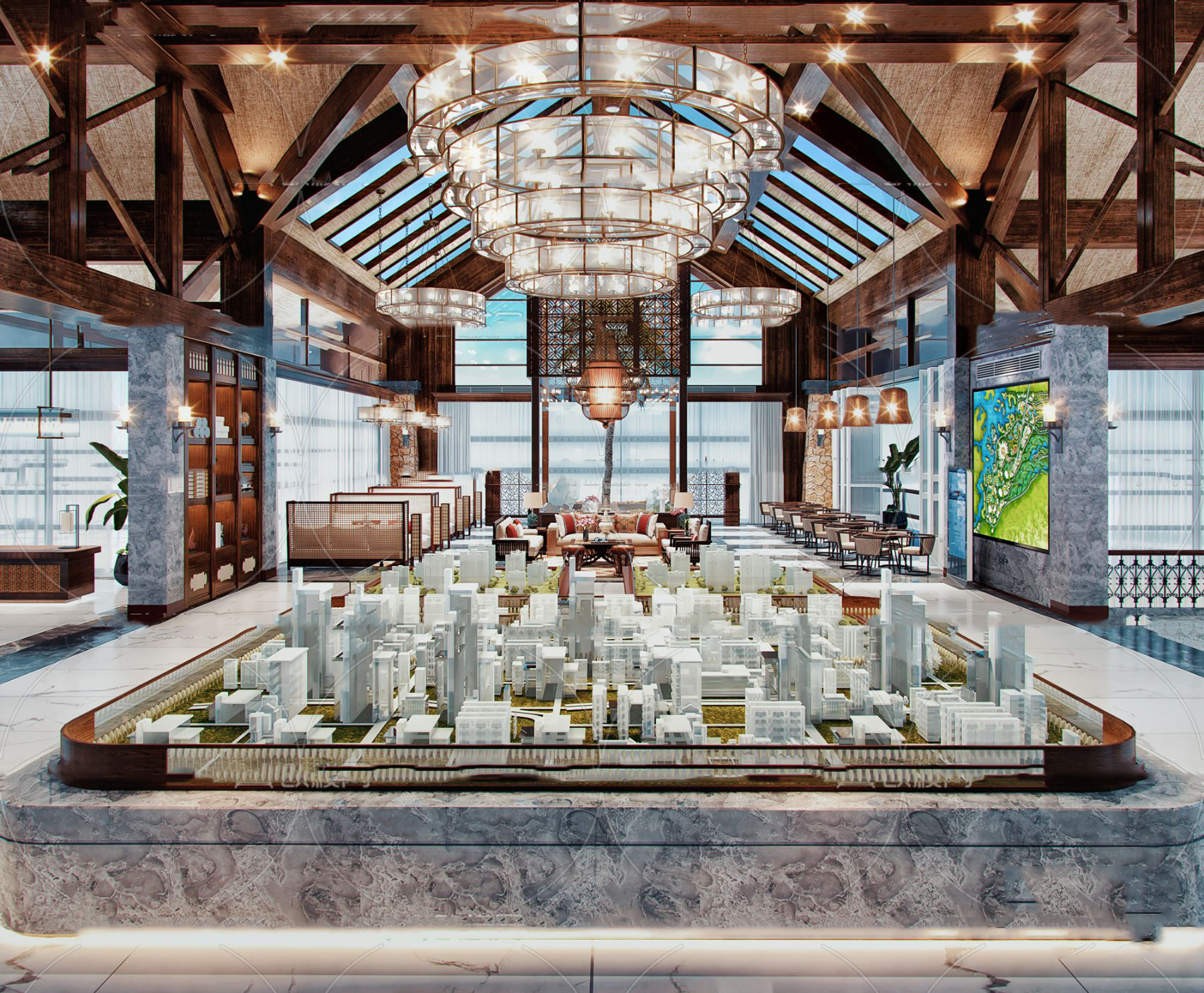 轻奢风 设计氛围 轻奢主义 东方美学 新亚洲 场景模型 售楼中心 沙盘