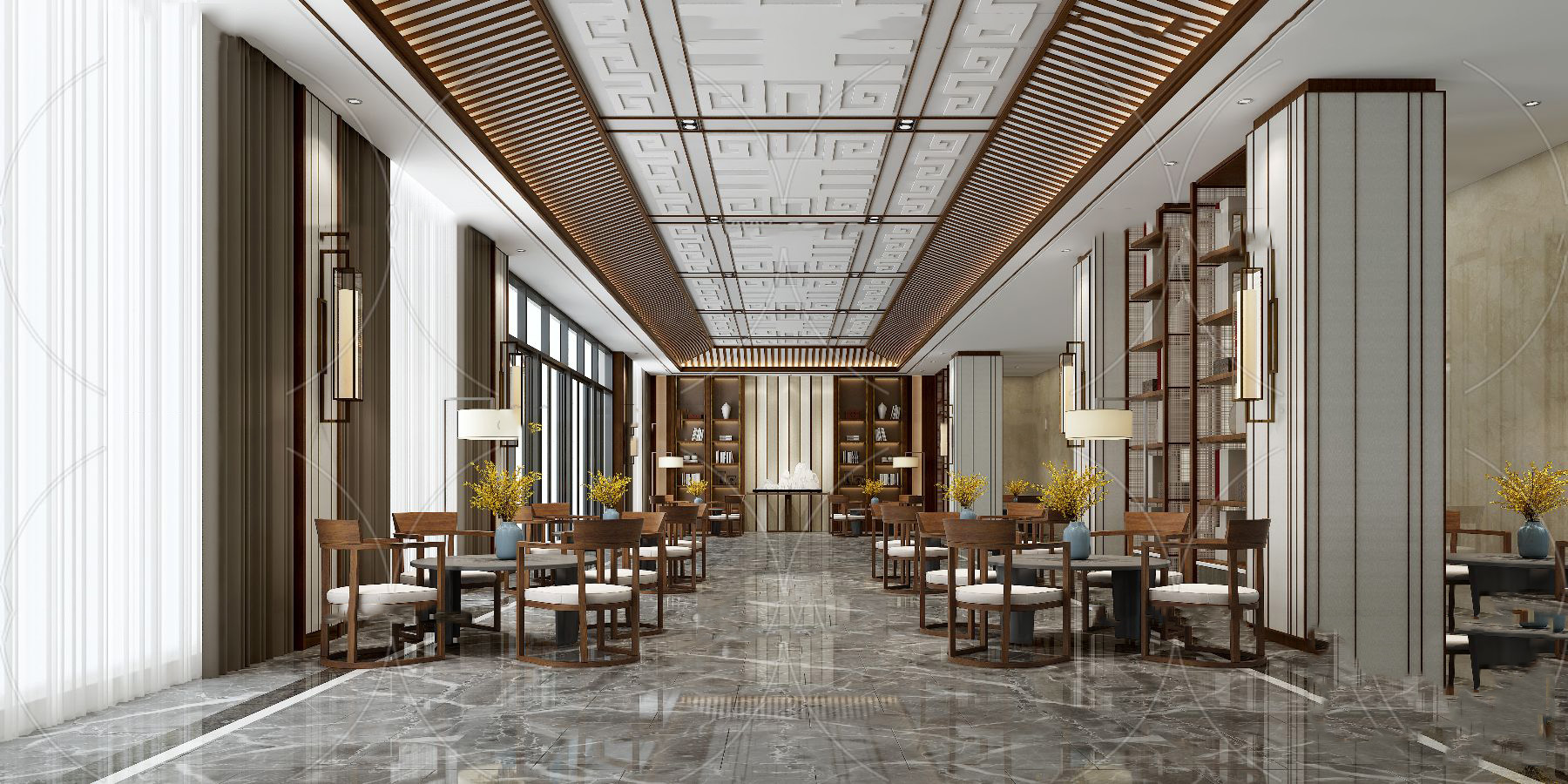 中式酒店大厅162865【查看模型】【名师联】新中式酒店大堂4165241