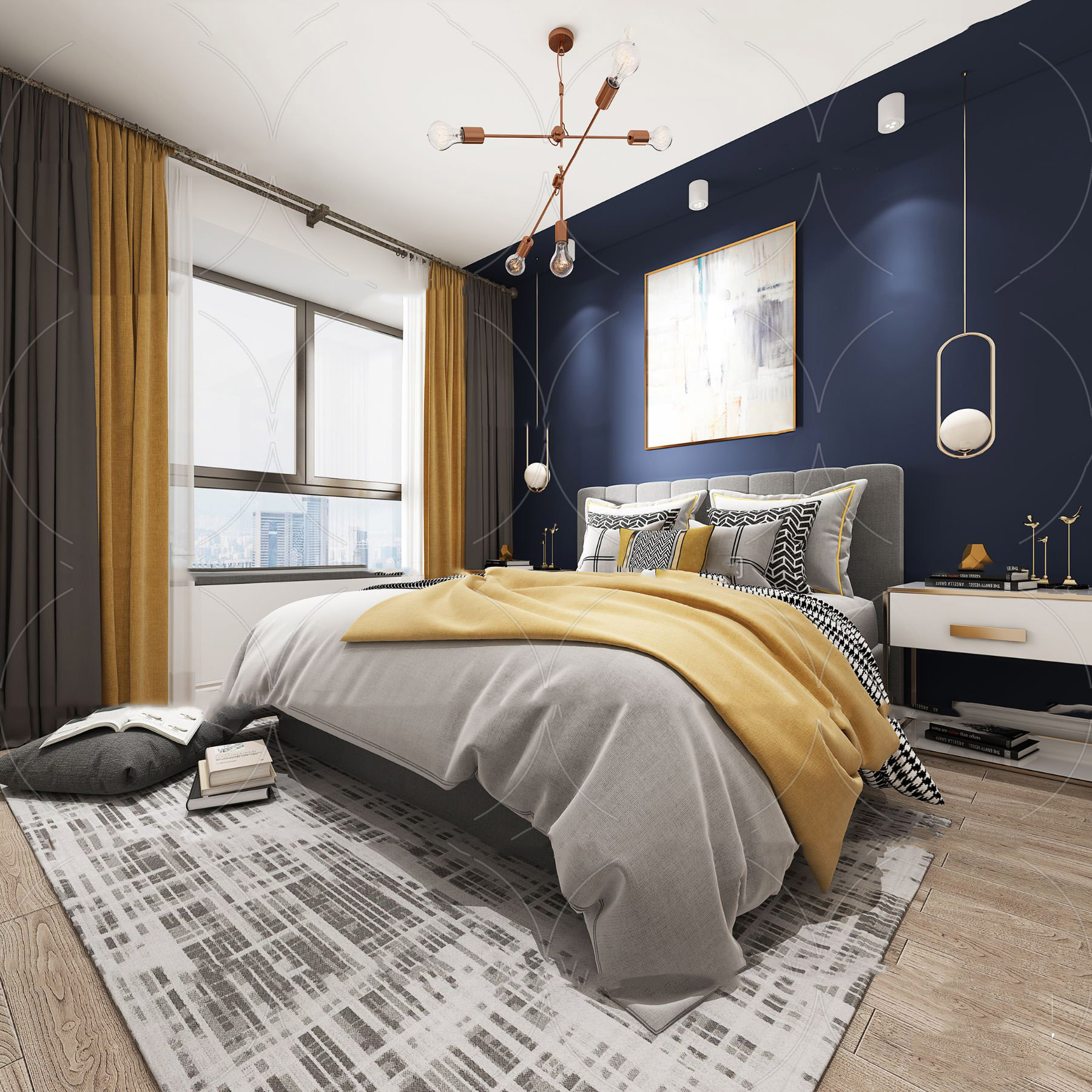 【名师联】现代主人房卧室4165947