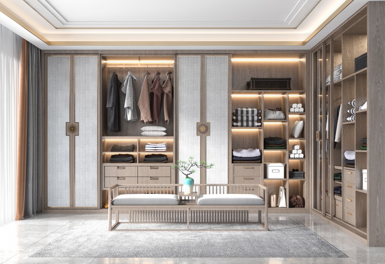 中式风格 设计氛围 轻奢主义 场景模型 家装&样板间&别墅&公寓 衣帽间