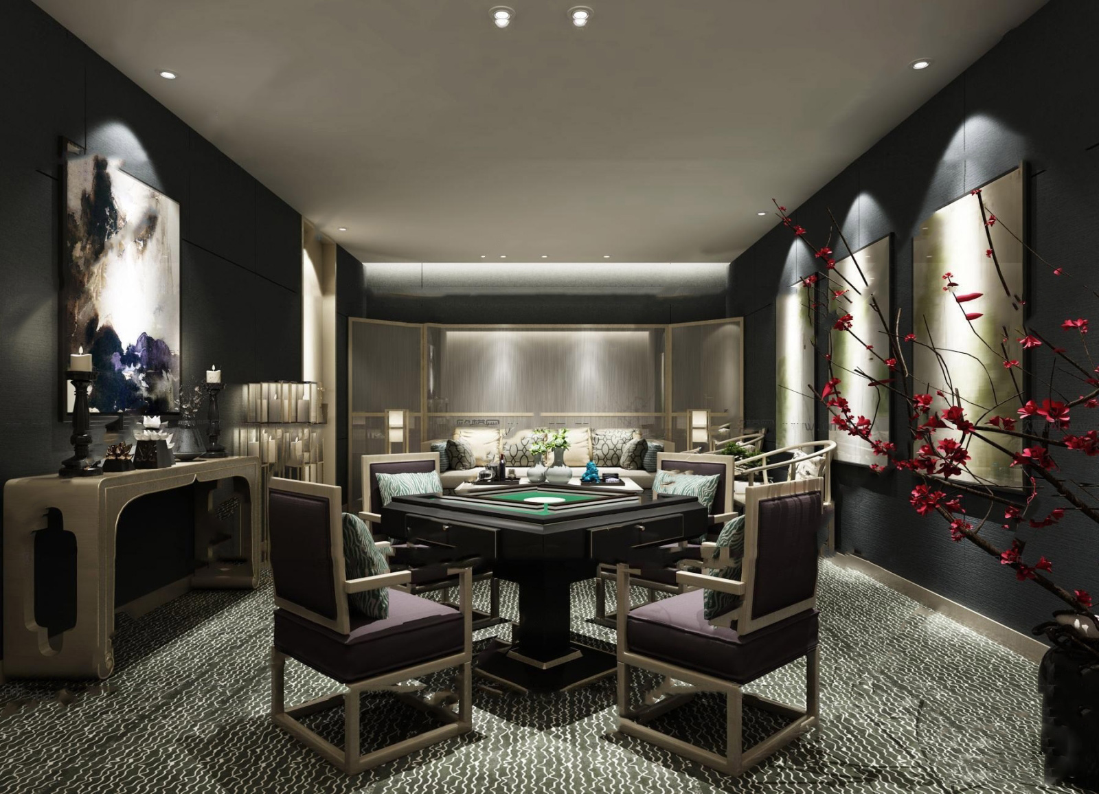 【名师联】新中式休闲室麻将桌组合197492