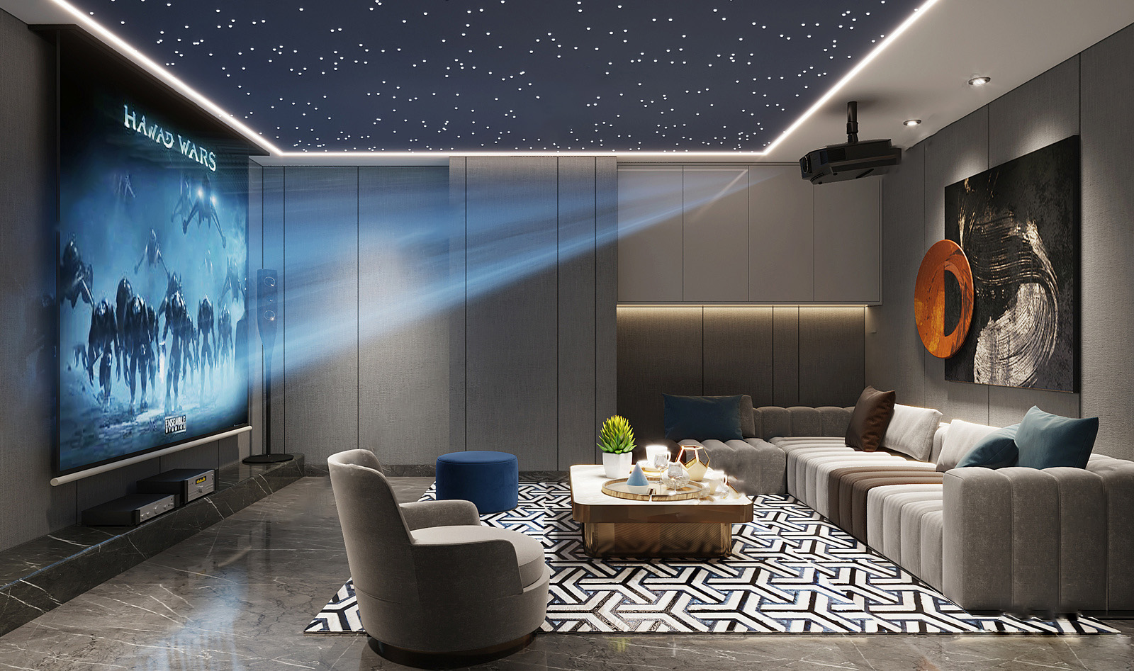 家装&公寓设计 风格 美式 场景模型 家装&样板间&别墅&公寓 影音室