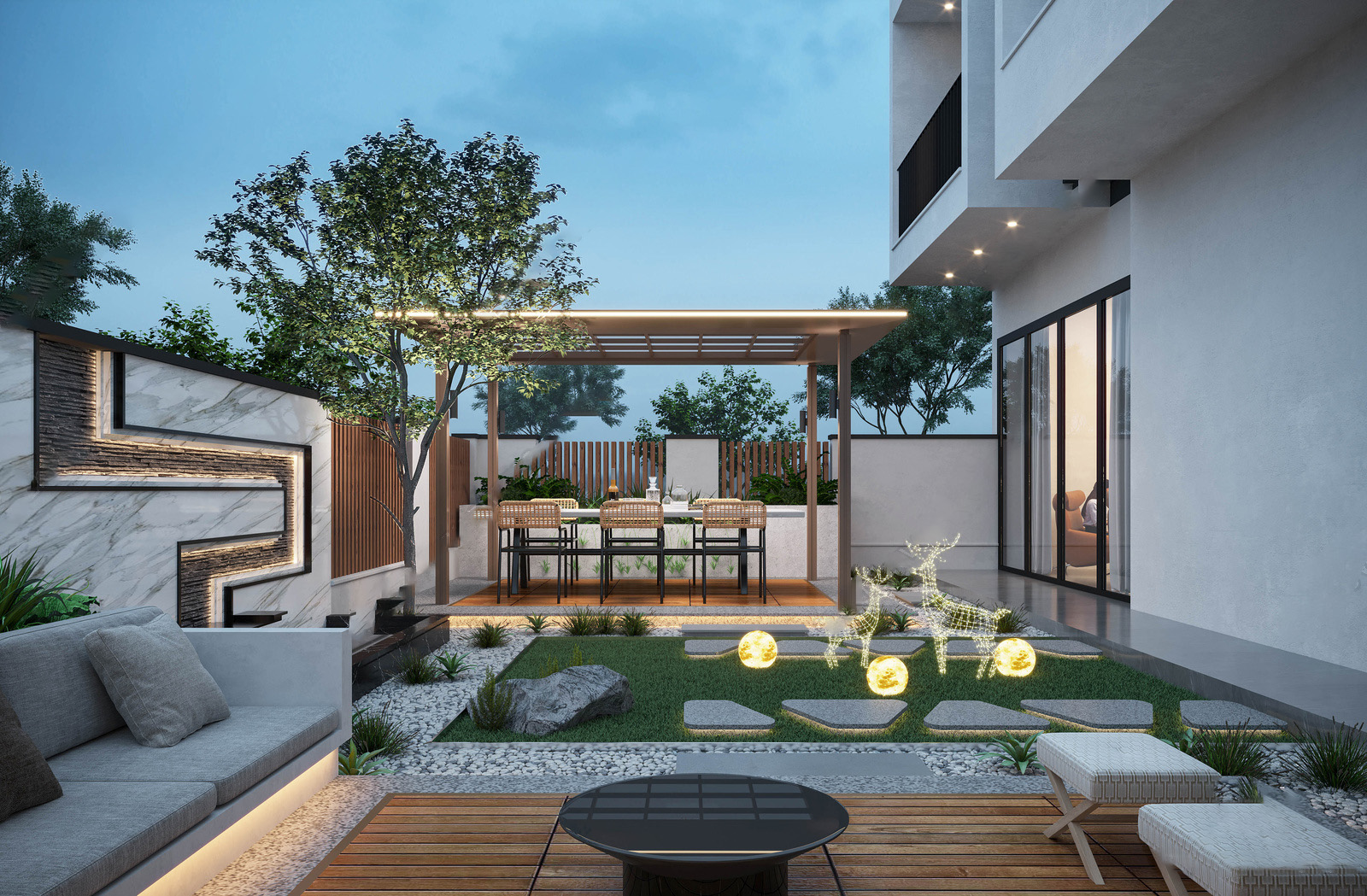 & 合院设计 风格 新中式 场景模型 家装&样板间&别墅&公寓 庭院