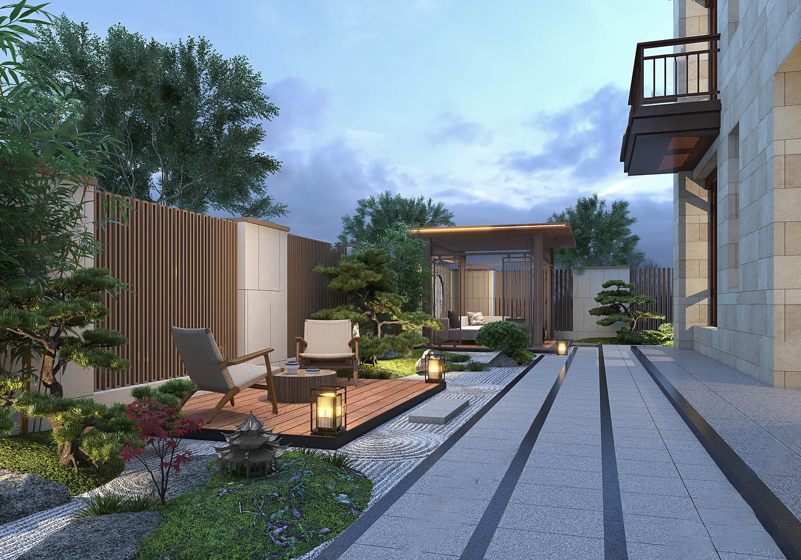 & 合院设计 风格 中式 场景模型 家装&样板间&别墅&公寓 庭院