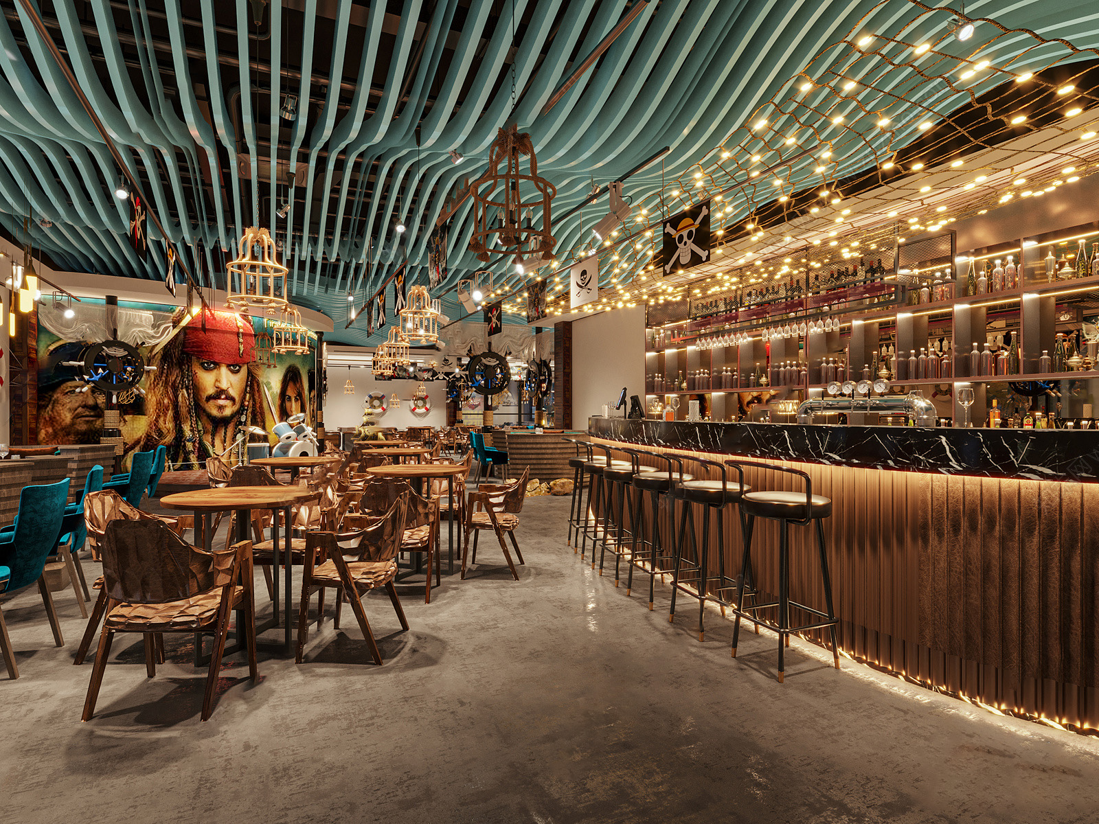 【名师联】工业风海盗主题酒吧240122